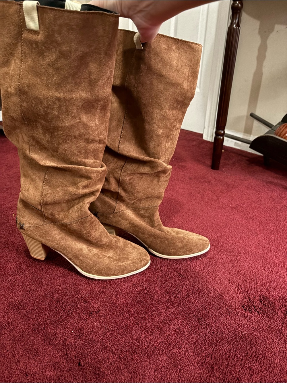 Women’s Brown Suede Wide-Calf Heeled Boots